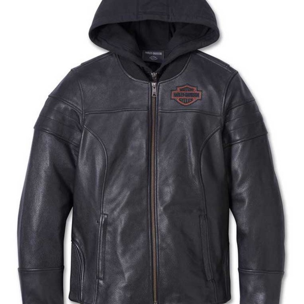 Harley-Davidson Black Hooded Leather Jacket